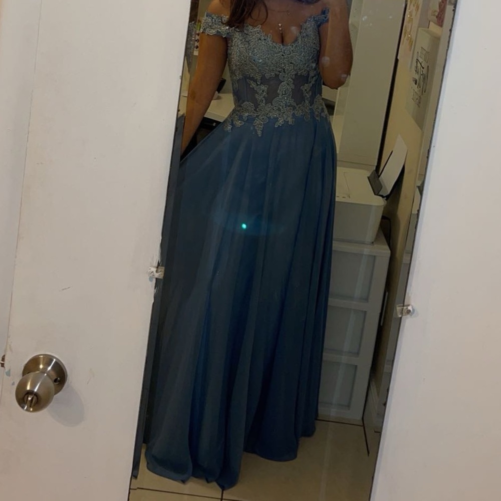 Xscape Light Blue Dress with Silver Embellishments (prom or wedding guest) - Picture 8 of 8